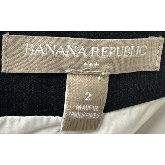 Banana Republic Skirt Woman Size 2 Black/White Striped Lined Stretch Back Zip - Picture 7 of 12